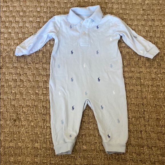 Polo Ralph Lauren Other - Polo Pony Soft Cotton Polo Coverall by Ralph Lauren Light Blue One Piece sz 12mo
